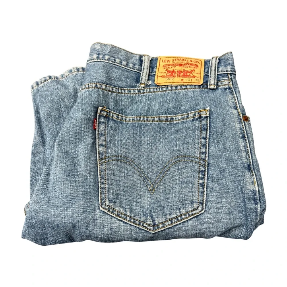 Levi's 505‎ Jeans Mens 42x32 (42x31 ACTUAL) Straight Fit Blue Denim Classic